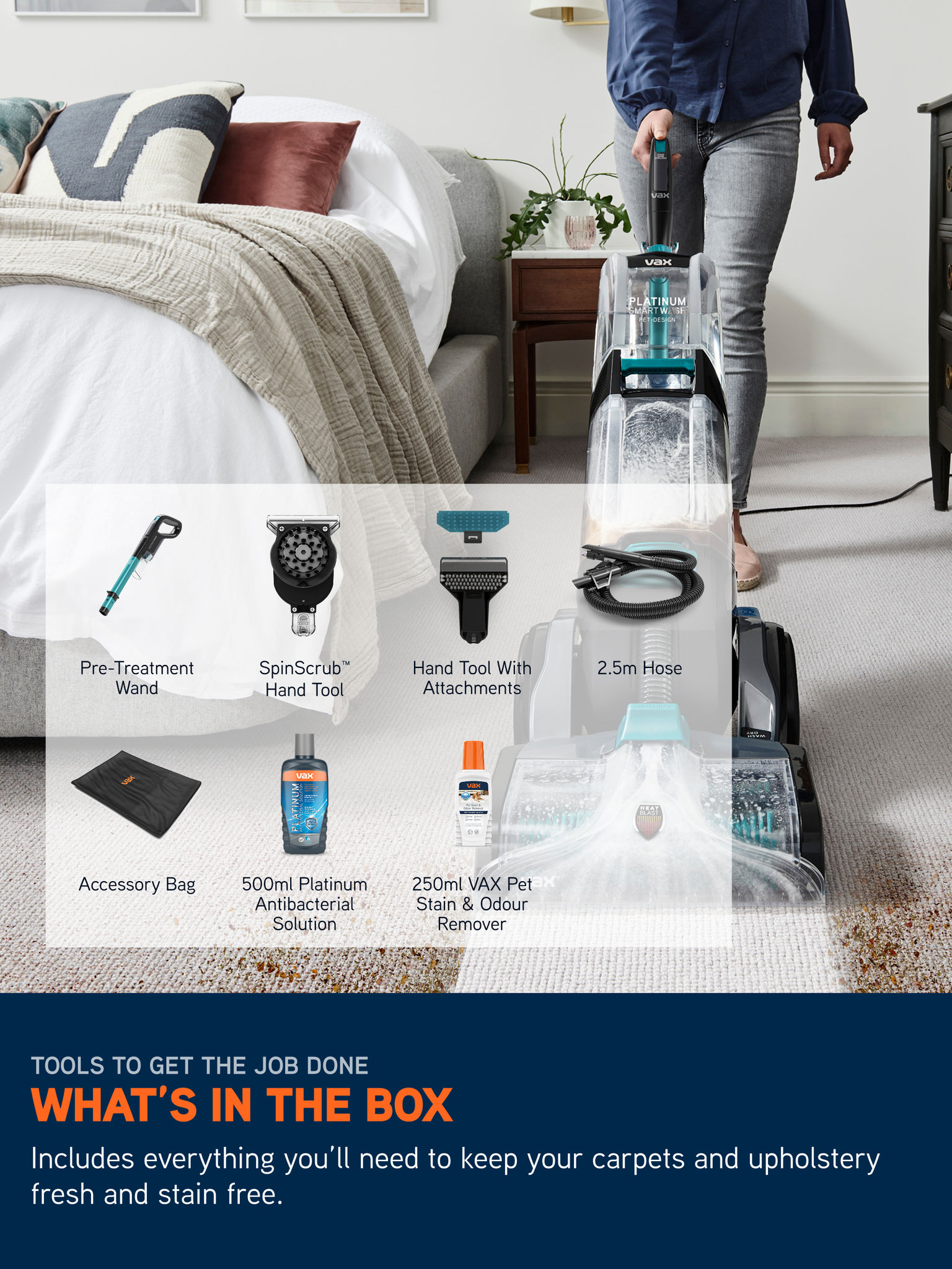 Vax Platinum SmartWash Pet-Design Carpet Cleaner CDCW-SWXP — everything in the box